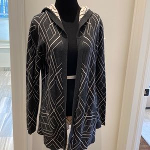 Cozy Open Front Cardigan Grey and Oatmeal Size large